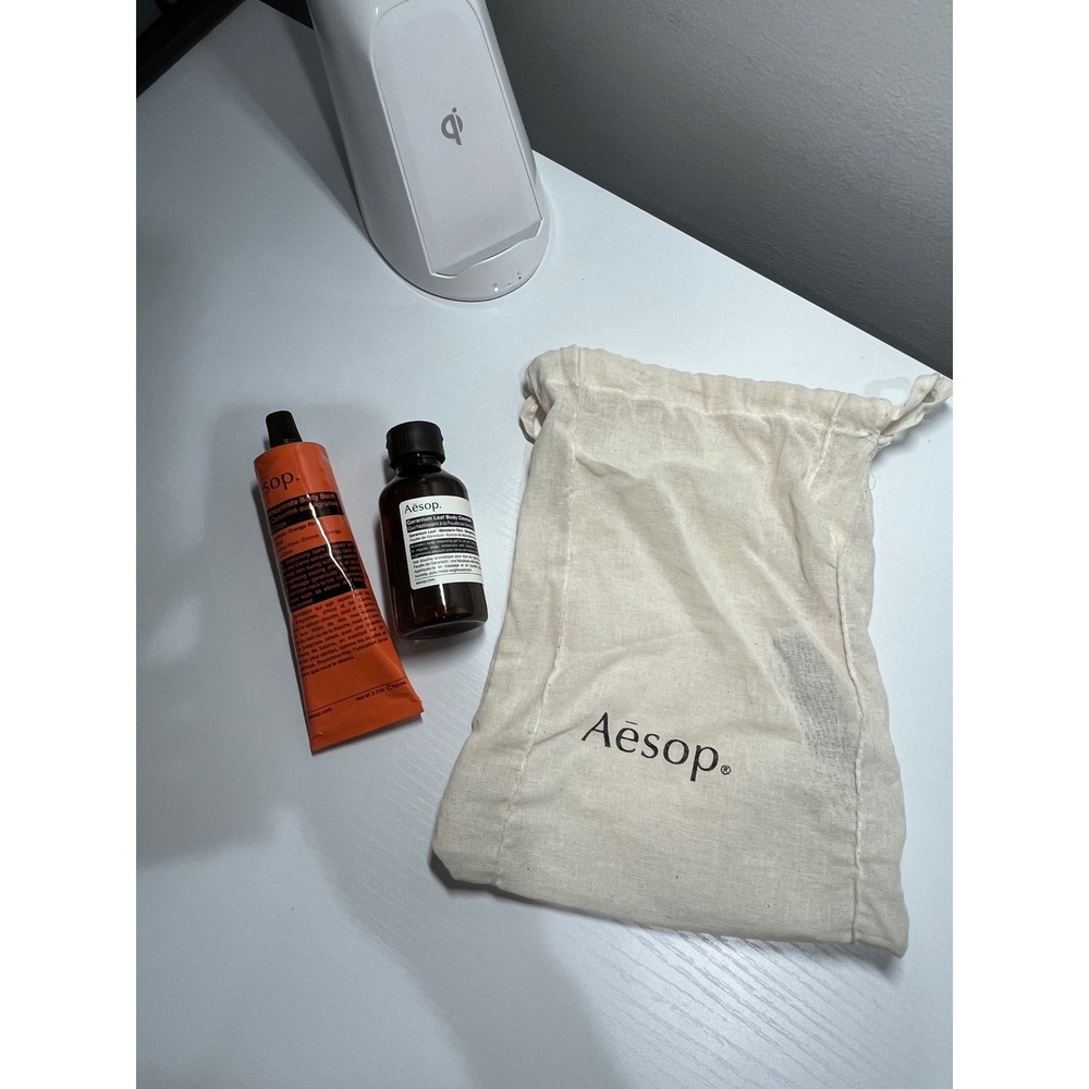Aesop Geranium Leaf Body Cleanser & Rind Concentrate Body Balm Set with Bag